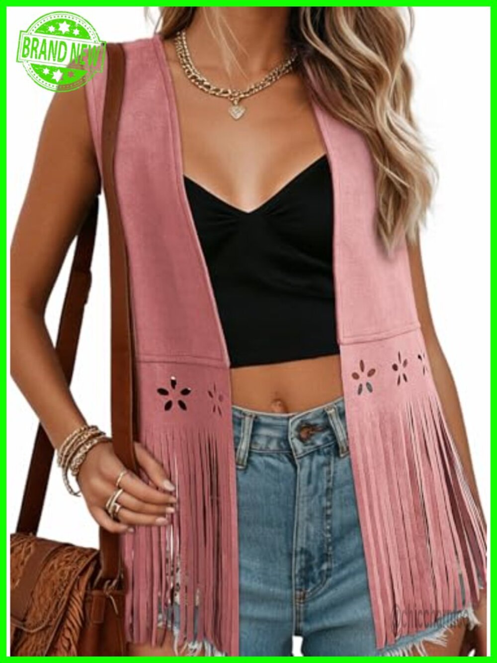 Faux Suede Fringe Vest Western Cowgirl Sleeveless Tassel Outerwear